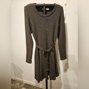 ANRABESS WOMEN'S OLIVE A-LINE BODYCON RIBBED KNIT SWEATER DRESS SIZE MED…